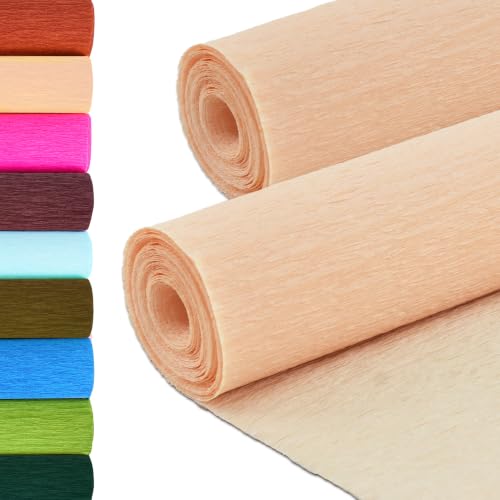 Image of BEISHIDA Cream Crepe Paper Roll, 2 Rolls Crepe Paper Sheet for Craft