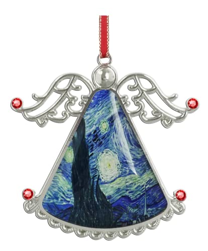 XUTAI Engel Kerstboom Ornamenten Kerst Ornament Van Gogh Sterrennacht Stijl Glas Kerst Opknoping Angel Glas Hanger voor Vakantie Decoratie