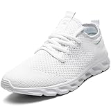 CMNZHK Mens Running Shoes Walking Tennis Sneakers Gym Workout Lightweight Breathable Athletic Shoes Non Slip Jogging Casual Fashion Sport Shoe White Size 9.5