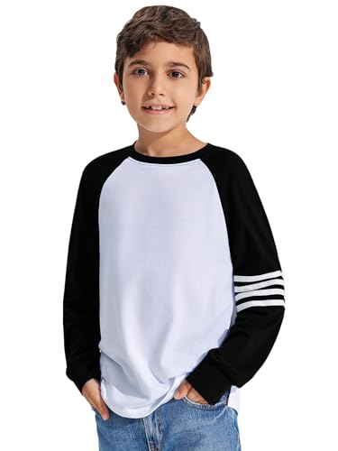 T-shirt raglan garcon Haloumoning aux manches longues bicolores confort