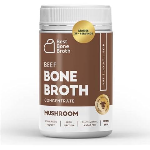 Beef Bone Broth Concentrate with Mushrooms | Help Improve Joints, Skin, & Gut | Liquid Collagen Amino Acids | Keto, High Protein, Gluten Free | Made from Grass-Fed Beef - 35 Servings / 8.7 liters Cover