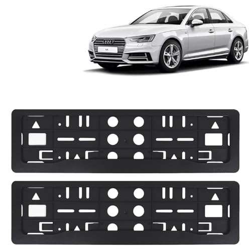 Image of KINGSWAY A4 Car Number Plate Frames for All 2015 Onwards Models of AUODI Car Registration Plate Holders, Black Licence Plate Covers (Front and Rear), Universal Size 51.5 x 14.5 cm