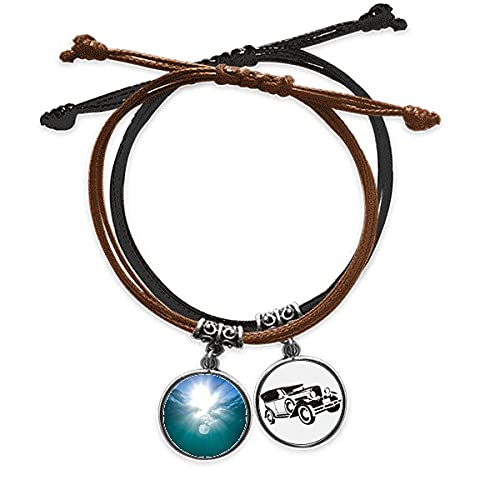 Bracelet Ocean Water Science Nature en cuir et corde tressée