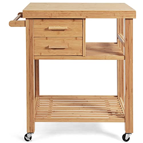 PETSITE-Bamboo-Kitchen-Island-Cart-Butcher-Block-Table-on-Wheels-with-Drawers-Shelves-Towel-Rack PETSITE Bamboo Kitchen Island Cart Butcher Block Table on Wheels with Drawers Shelves Towel Rack