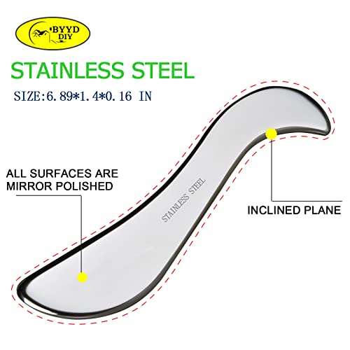 Byyddiy GS-ALL-1 Stainless Steel Gua Sha Muscle Scraper Tool,Scar Tissue Tool,Physical Therapy Tools,Muscle Scraping Tool,Guasha Massage Scraper,Iastm Tools,Skin Scraping Tool,Soft Tissue Massage Tool thumb #4