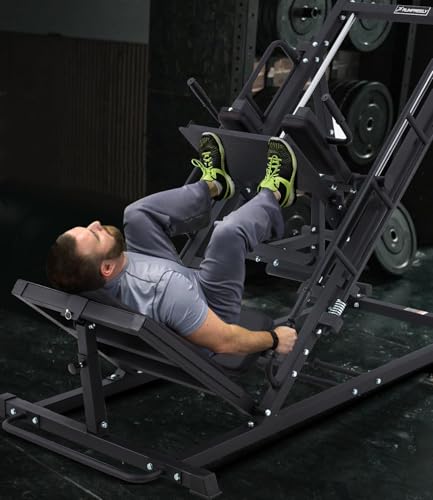 RUNFREELY 2-in-1 Leg Press Hack Squat Machine Combo for Home Gym, 45 Degree Dual Frame Leg Press Machine and Hack Squat Machine for Lower Body Workout, Targeting Quads, Hams, Glutes, and Calves