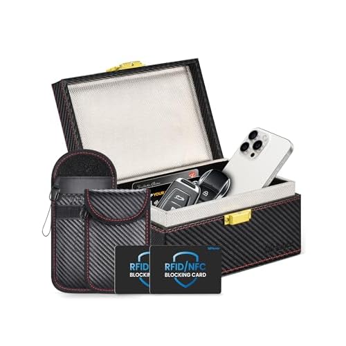 Faraday Box for Car Keys - RFID Signal Blocker with 2 Pouches