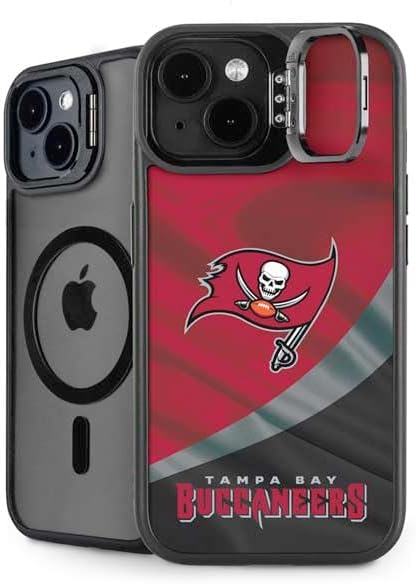 Skinit Kickstand Phone Case Compatible with iPhone 15 - Officially Licensed NFL Tampa Bay Buccaneers Retro Logo Design