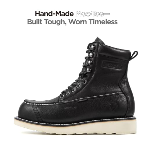 Image of SUREWAY Mens 8 inch Heavy Duty Waterproof Work Boots for Men - Composite Toe,EH Construction Industrial Safety Leather Boots,GoodyearWelt,Lace Up Wedge Moc Toe,Oil /Slip Resistant Comfortable Outsole