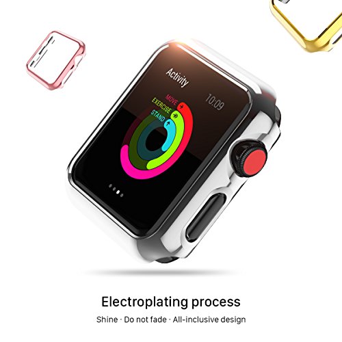 Leotop Compatible With Apple Watch Case 44Mm 40Mm, Super Thin Pc Plated Bumper Protector Shiny Cover Lightweight Slim Shell Shockproof Frame Accessories Compatible Iwatch Series 6 5 4 Se(Silver, 44Mm) #TOP1