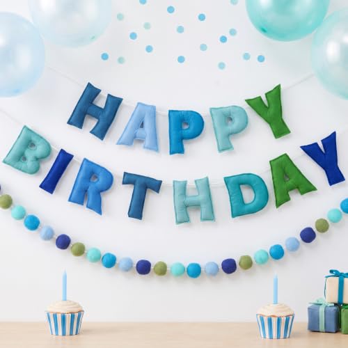 Mindsoft 2 Pcs 9.83ft 3D Happy Birthday Felt Fabric Banner, Ocean