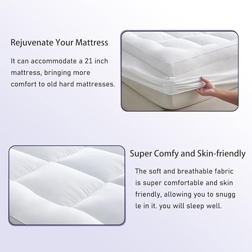 Surmatelas 160x200 cm matelassé pour lit 2 personnes gris - 2