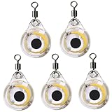 CurcKua Underwater Fishing Light, 5PCS Eye Shaped Flashing LED Fishing Lights, Waterproof Tip up Lights Ice, 0.6x1 Inch Mini Attractants Lures LED Tip up Ice