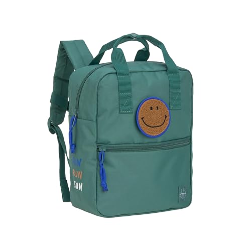 LÄSSIG Kinderrucksack mit Brustgurt Kindergartentasche Kindergartenrucksack 27 cm, 7 Liter, 3 Jahre/Mini Square Backpack dark green
