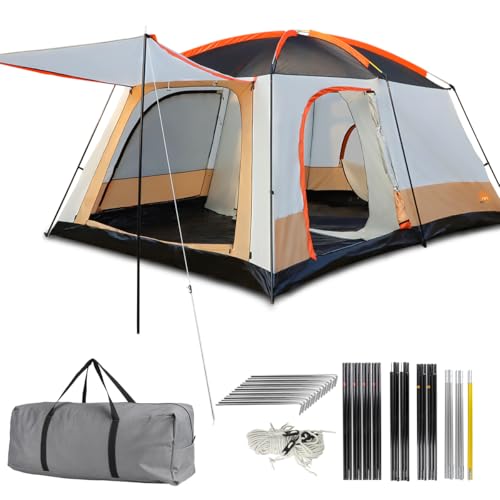 New Hawaii Barraca de Camping Família Acampamento 8/9/10 Pessoas com Grande Varanda, 2 Quartos 1 Sala de Estar, Tenda Família à Prova D'água，Adequado para Uso com o Erço SSM40B (Cinza névoa- Médio)