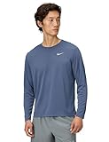 Nike Men's Miler Dri-Fit UV Long-Sleeve Running Top, Diffused Blue/Reflective Silver, Medium