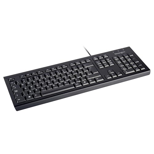 Kensington K63727ES   KB100 EQ Teclado con Cable, QWERTY, Diseño Compacto, Resistente a Líquidos, Carcasa y Teclas con 64% de Plástico Reciclado Posconsumo, Sostenible standard