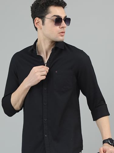 Image of COOL COLORS Men's Solid Slim Fit Casual Shirt | Breathable Soft Fabric | Spread Collar | Stylish Modern Comfort | Office, Party, Weekend Essential