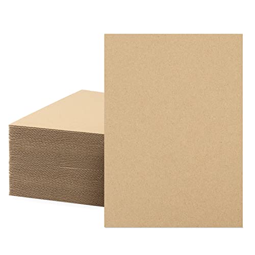 Mat Board Center, 50 Corrugated Cardboard Sheets 5x7 Inches Flat Card Board Inserts for Packing, Shipping, Mailing, DIY Crafts