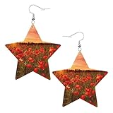 Pendientes de piel con forma de estrella y flores de atardecer, accesorios de moda, ligeros, festivales, fiestas, vida cotidiana, One Size, Cuero, Sin piedra preciosa