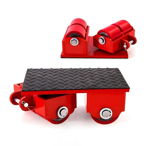 180° Rotating Machine Skates - Heavy Duty 8T/17600lbs Steel Wheel Machinery Dolly, Industrial Equipment Mover Skate for Warehouse & Workshop Use, No Handle Required