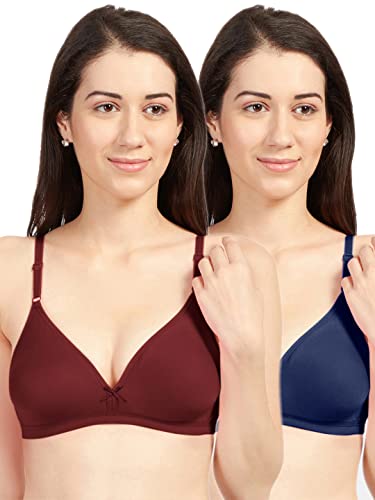 Image of SONARI Omania Womens Non-Padded Cotton Polyester Bras - Solid, Non-Wired, Medium Coverage, Hand Washable (Pack of 2)