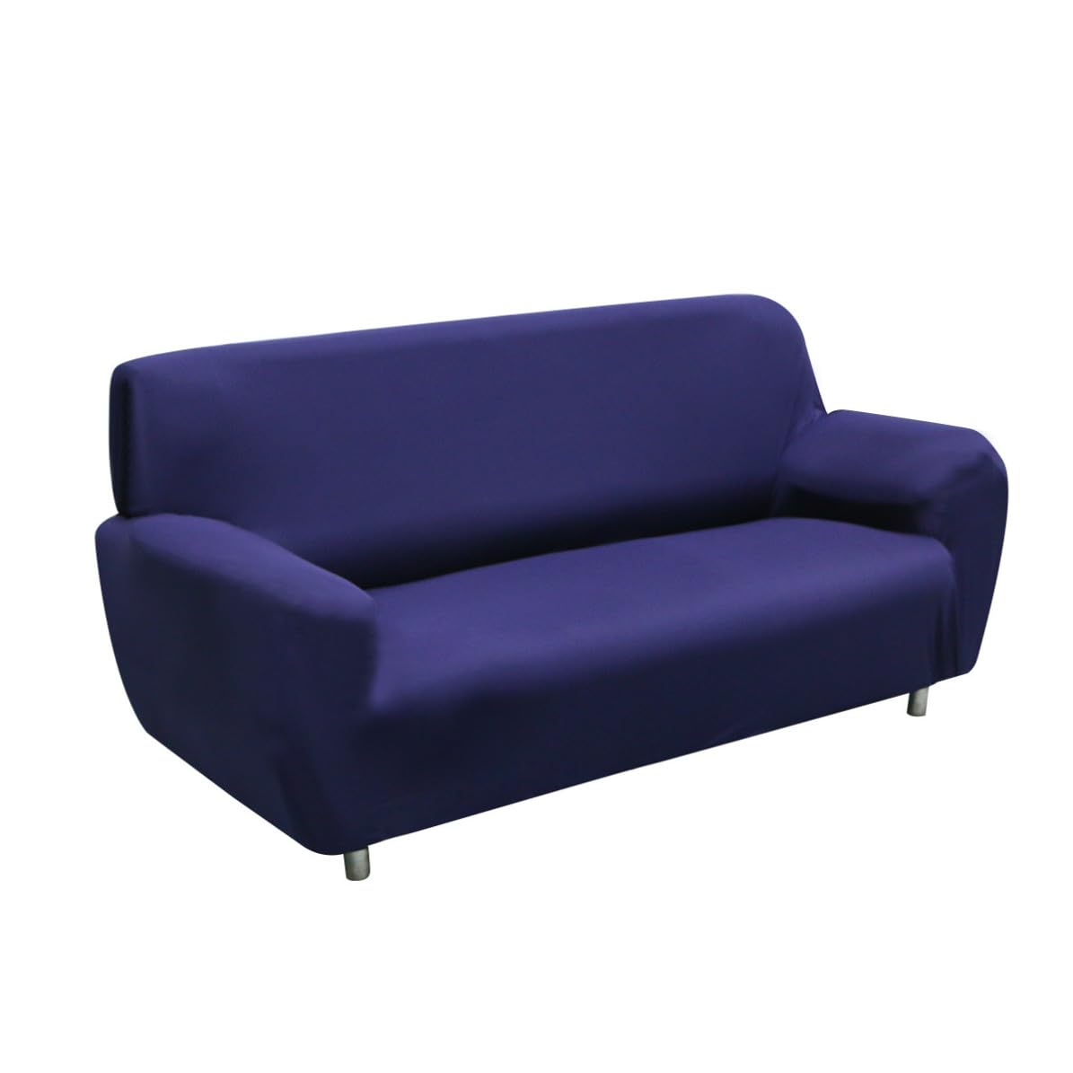 Housse extensible bleu antidérapante en polyester pour canapé 3 places