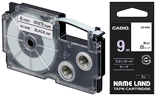 Image of Casio XR-9WE-S-DJ /XR-9WE1-W-DJ Label Printer Tape (Black and White) & Casio XR-6WE1 Label Printer Tape (Black and White)