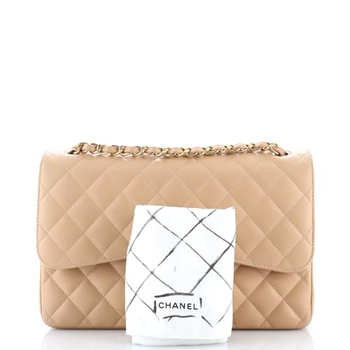 Pre-Loved Classic Double Flap Bag Quilted Caviar Jumbo, Neutral2