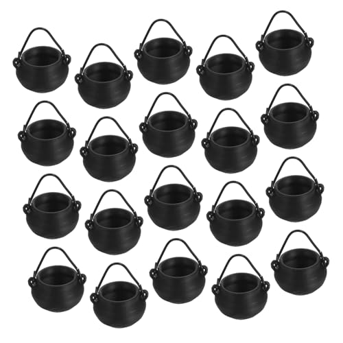 Mini calderos Halloween de plástico UKCOCO con 20 piezas reutilizables para decoración compacta 2