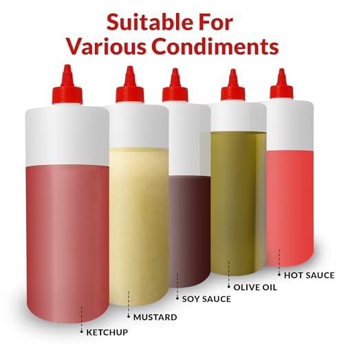 image for Reli. Plastic Squeeze Bottles, 32 oz. | 4 Pack | Condiment Squeeze Bot