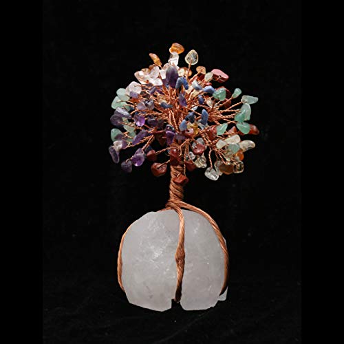 Image of Crocon 7 Chakra Crystals Tree of Life with Quartz Base, Birthday Gifts for Women, Men, Crystal Room & Home Decor, Birthday Gifts for Mom, Crystals and Healing Stones for Sister Presents, Money Tee