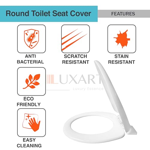 Image of LUXART Toilet Seat Cover 17L x 14.5W CM - Indian Commode Oval Seat Cover With Round Edge | EWC Non-Soft Close Commode Cover With Installation Kit | PP Western Toilet Cover For Bathroom, Commercial Use