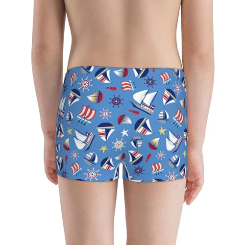 Boys' Cotton Boxer Brief Soft Underwear-Colorful Sailing Ship3