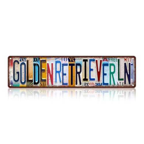 TREEPERI Vintage Golden Retriever Ln Street Sign Wall Decor Metal