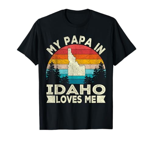 My Papa In Idaho Loves Me Retro Idaho Grandpa T-Shirt