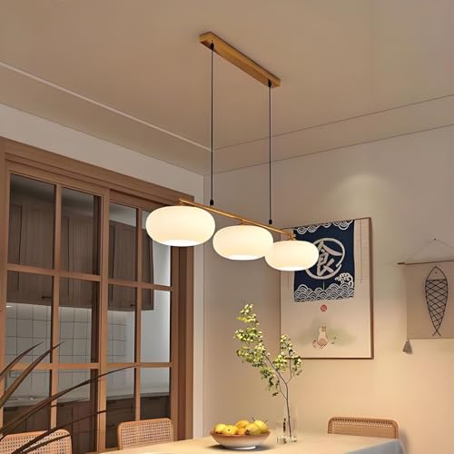 Lámpara colgante de vidrio de 3 luces E27 con base recta ajustable para comedor 4