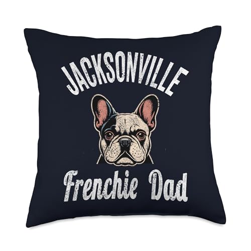 Mens Jacksonville Frenchie Dad Shirt French Bulldog Dog Love Throw Pillow