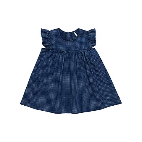 Baby and Girls Summer Dress, Woven Cotton Ruffle Dresses, Navy Blue with Polka Dots (Navy Blue, 6-9 Months) Cover
