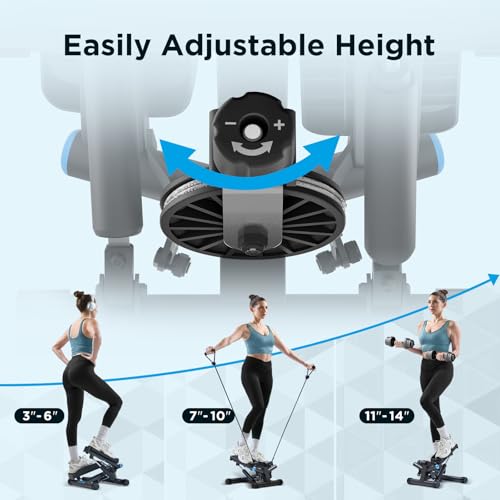 Image of JLL Smart Twist Stepper Machine with Resistance Bands, Space-Saving Portable Mini Stair Stepper for Home, Full Body, Golden Exercise Angle, Dual Hydraulic Quiet Resistance, Adjustable Height,Bluetooth