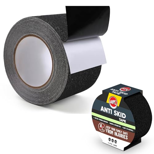 AIPL Premium Heavy Duty Strong Anti Skid Tape for Safety and Traction Indoor or Outdoor Stair and other Slippery Surfaces | WaterproofBlack -48 MM X 16.40 Foot