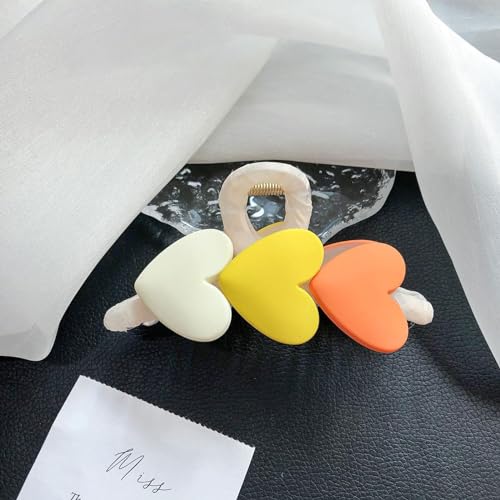 Pinza para cabello corazón amarilla y blanca miniatura 2