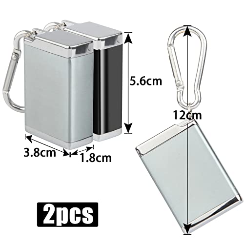 Taschenaschenbecher für Unterwegs Geruchsdicht 2 Stück Aschenbecher to go, Reiseaschenbecher Klein Mobiler Aschenbecher Tragbarer Zigaretten Taschenascher (Schwarz,Silber)