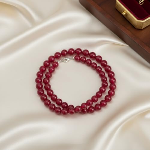 Collier de perles de quartz rubis véritable, création artisanale d'exception