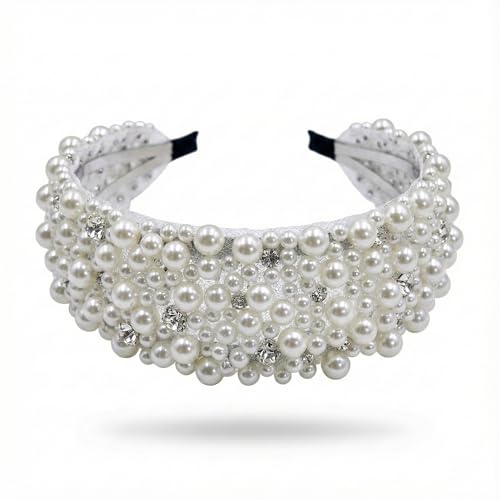 Styrdast Hands Pearl & Crystal Padded Headband for Women &