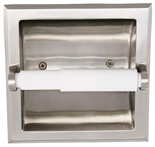 Image of Design House 539189 Millbridge Classic Recessed Toilet Paper Holder for Bathroom Satin Nickel