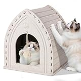 Apasiri Cat Houses for Indoor Cats: Cozy Indoor Pet Shelter with No-Tool Assembly, Thermal Enclosed Cathouse & Scratcher House for Anxious Kittens, 11.6x11.6x13.8 Inches