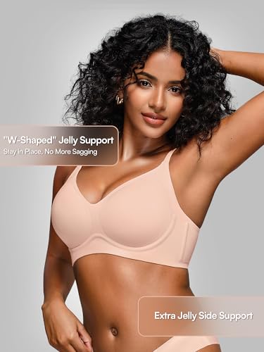 Image of Wireless Jelly Bras for Women No Underwire - S-2XL Seamless Padded T-Shirt Bralette with Support, Comfortable Everyday Bra
