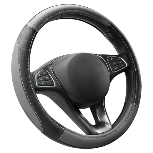 COFIT Cubierta de Volante de Cuero de Microfibra, Negro y Gris M 37-38cm