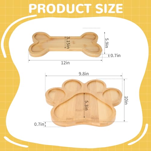Set de 2 bandejas de bambú con forma de pata y hueso miniatura 2